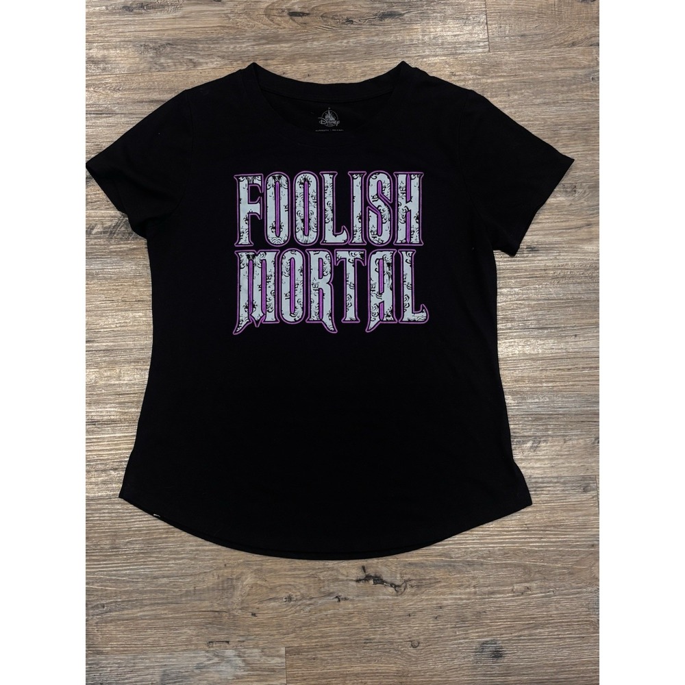 Disney Parks The Haunted Mansion Foolish Mortal womens t-shirt Gothic Sz Small